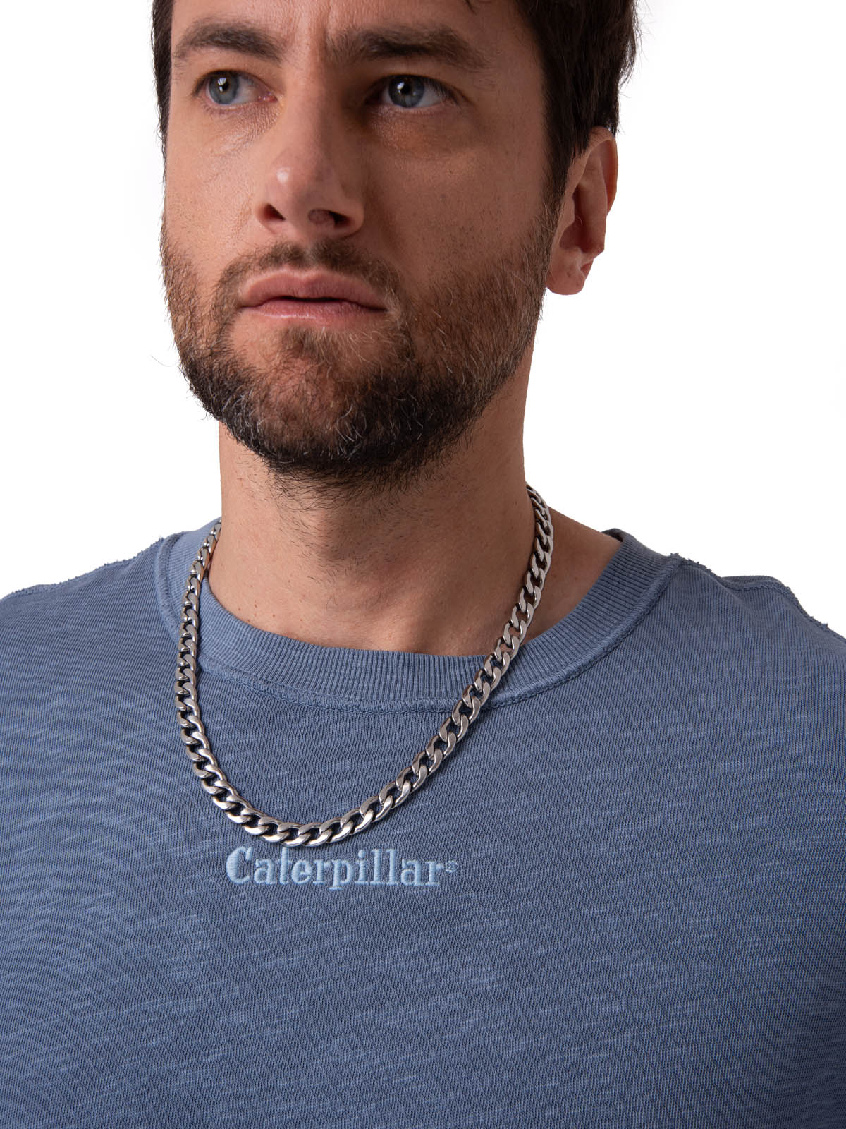 POLERA MANGA CORTA HOMBRE SLUB KNIT RELAXED AZUL CAT - 4