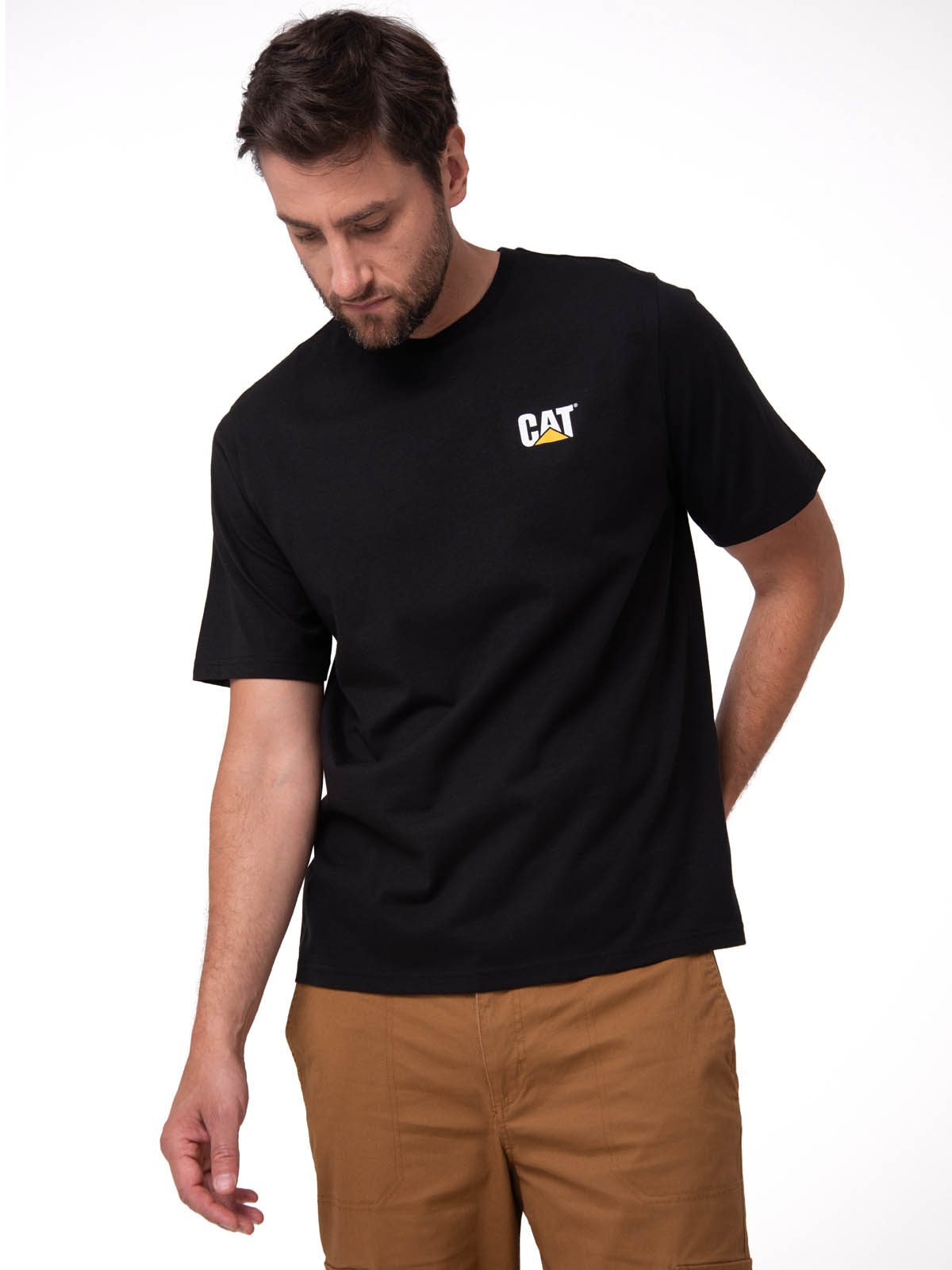 POLERA MANGA CORTA HOMBRE SMALL LOGO NEGRO CAT - 1