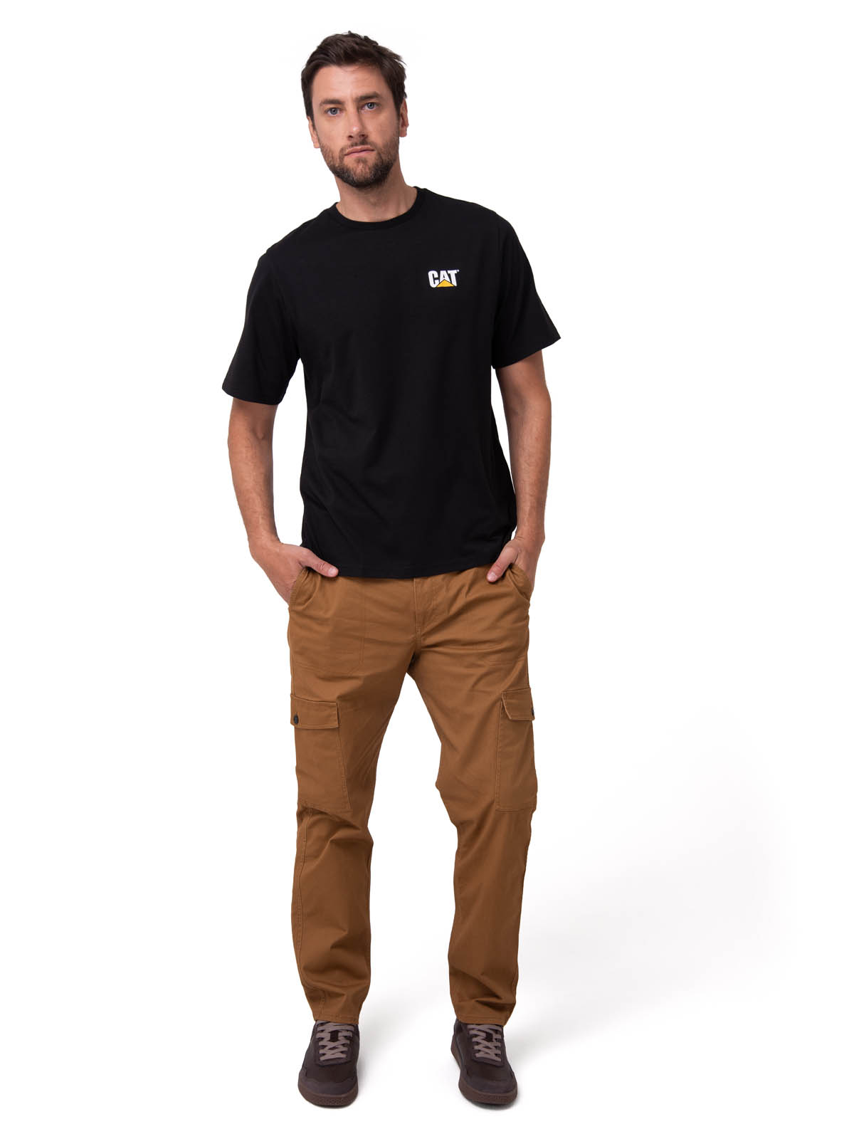 POLERA MANGA CORTA HOMBRE SMALL LOGO NEGRO CAT - 5
