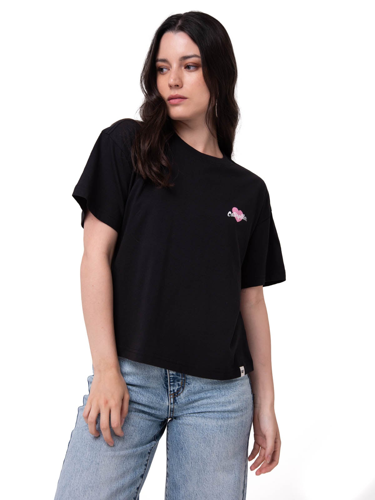 POLERA MANGA CORTA MUJER CATERPILLAR HEART BO NEGRO CAT - 1