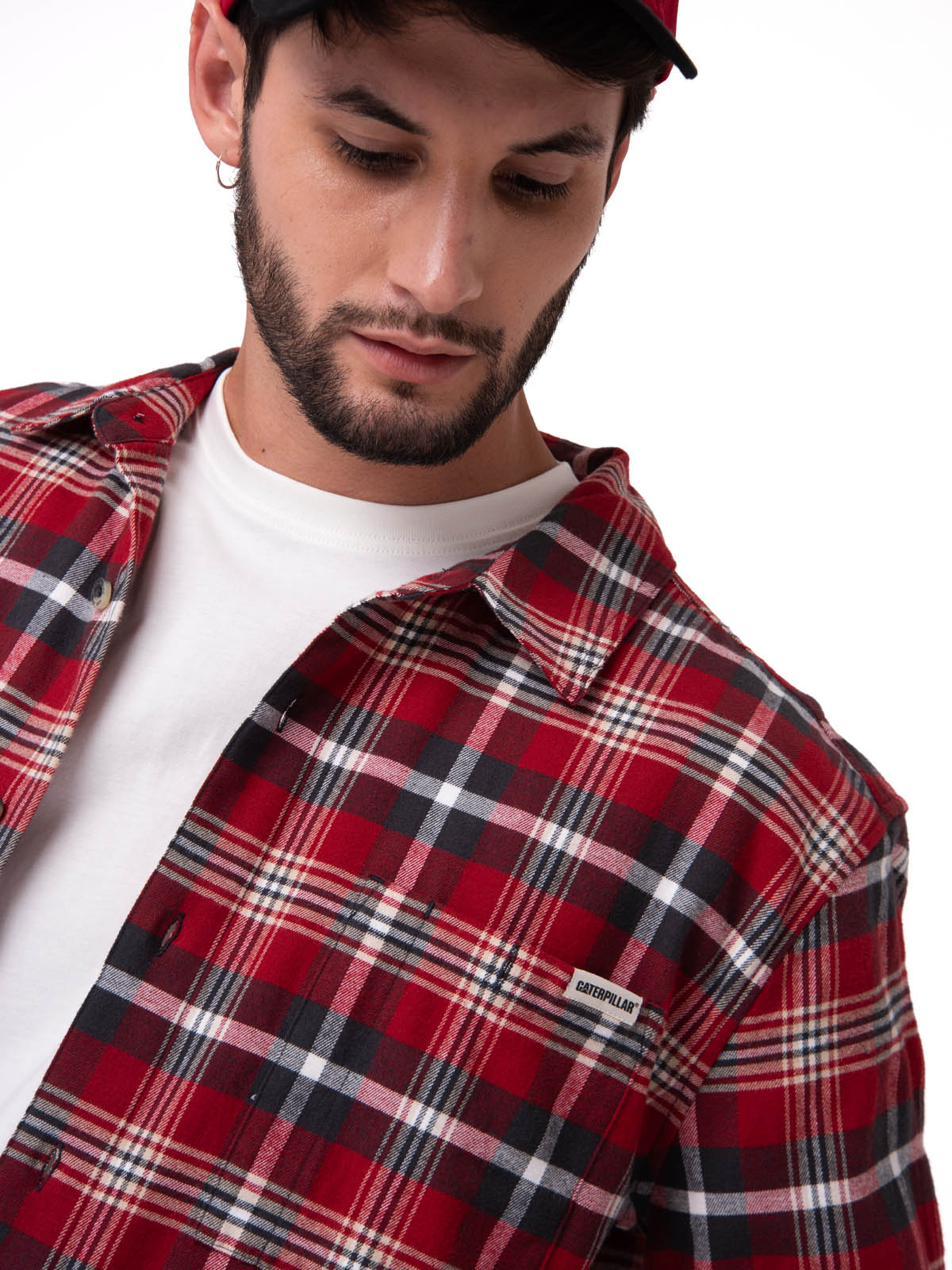 CAMISA MANGA LARGA HOMBRE CLASSIC FLANNEL ROJO CAT - 4