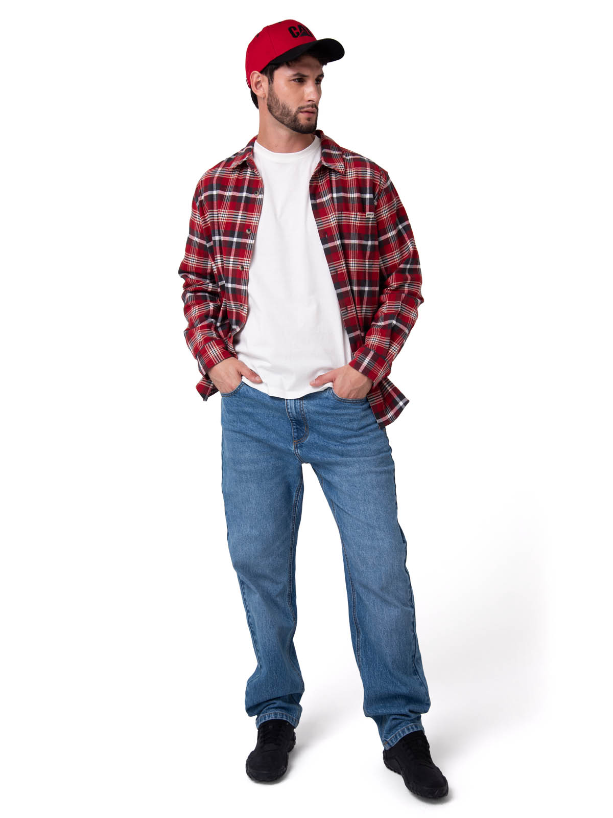 CAMISA MANGA LARGA HOMBRE CLASSIC FLANNEL ROJO CAT - 5