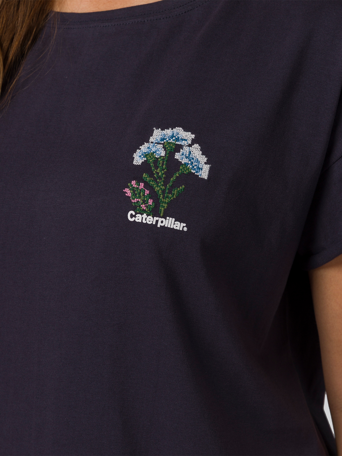 POLERA MANGA CORTA MUJER CROSS STITCH AZUL CAT - 4