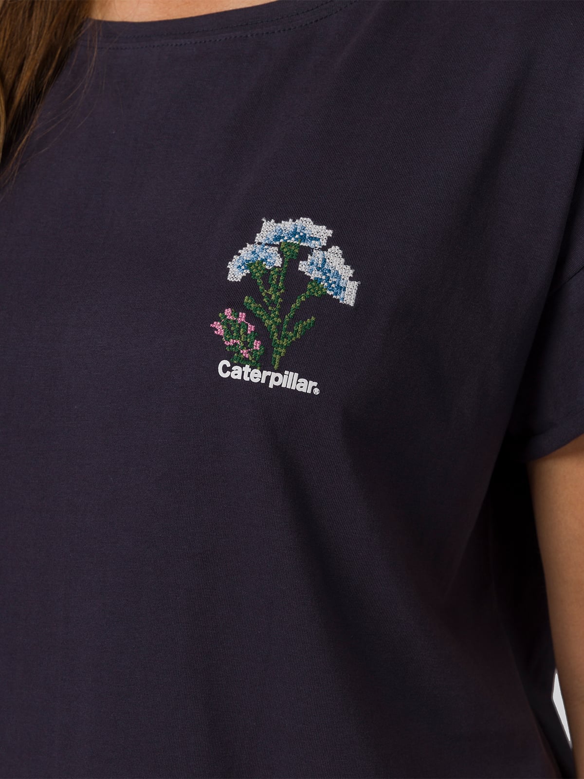 POLERA MANGA CORTA MUJER CROSS STITCH AZUL CAT - 4
