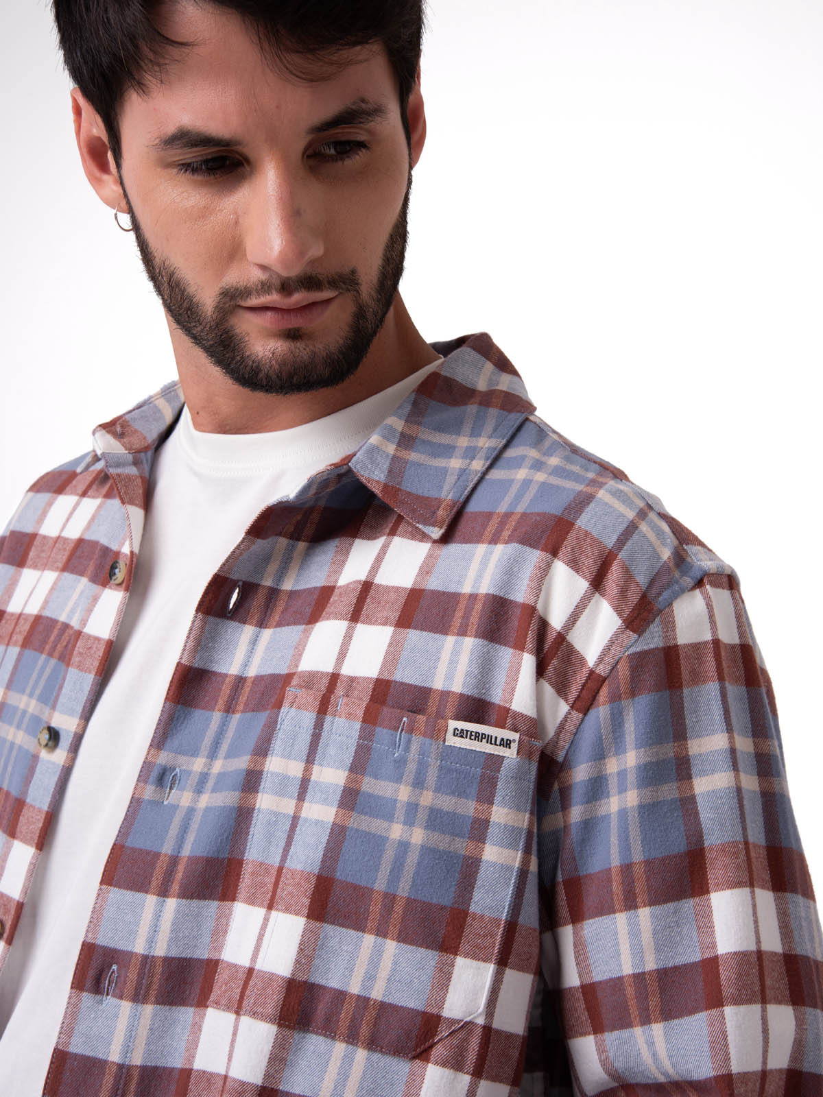 CAMISA MANGA LARGA HOMBRE CLASSIC FLANNEL CELESTE CAT - 4