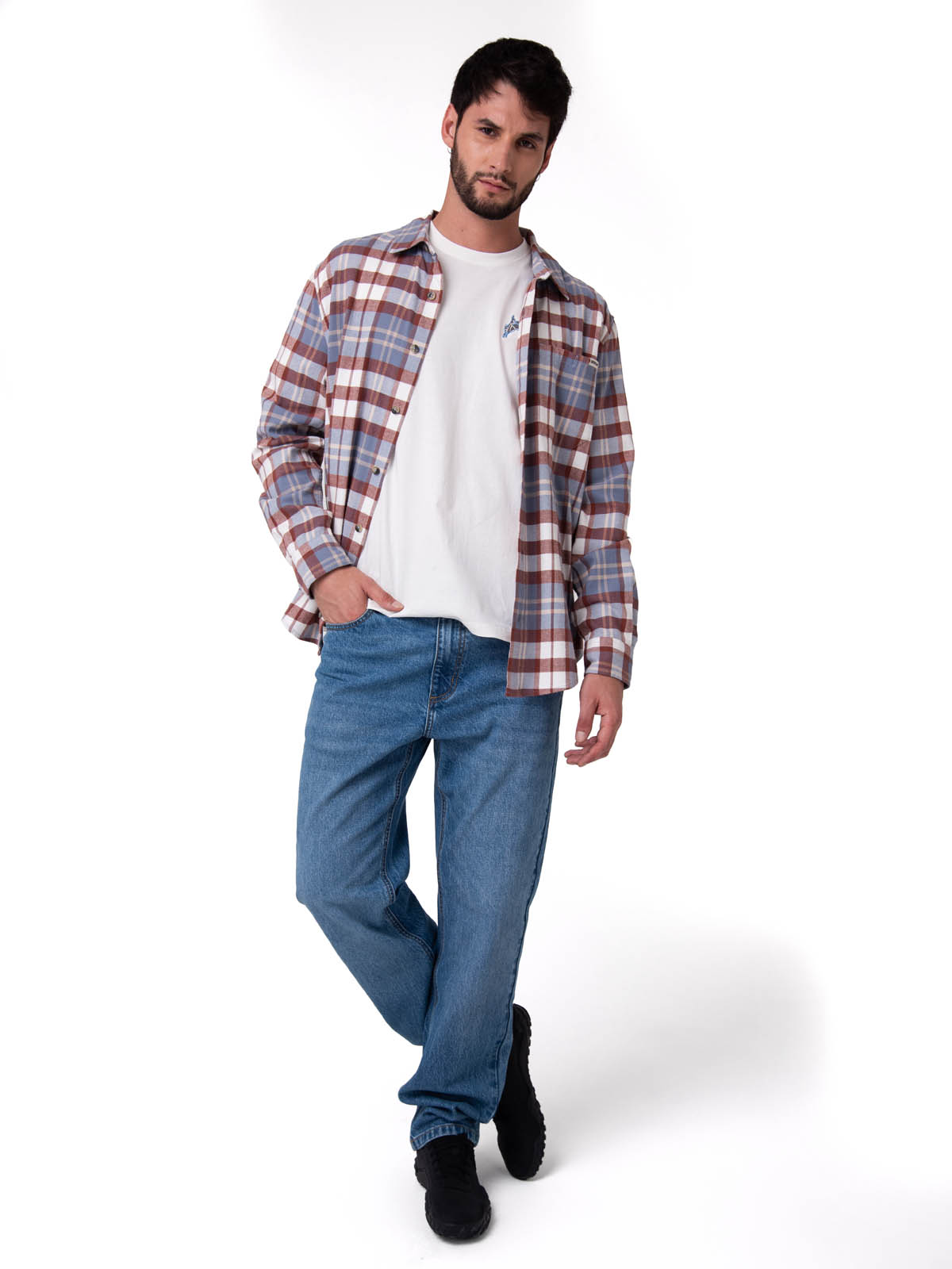 CAMISA MANGA LARGA HOMBRE CLASSIC FLANNEL CELESTE CAT - 5