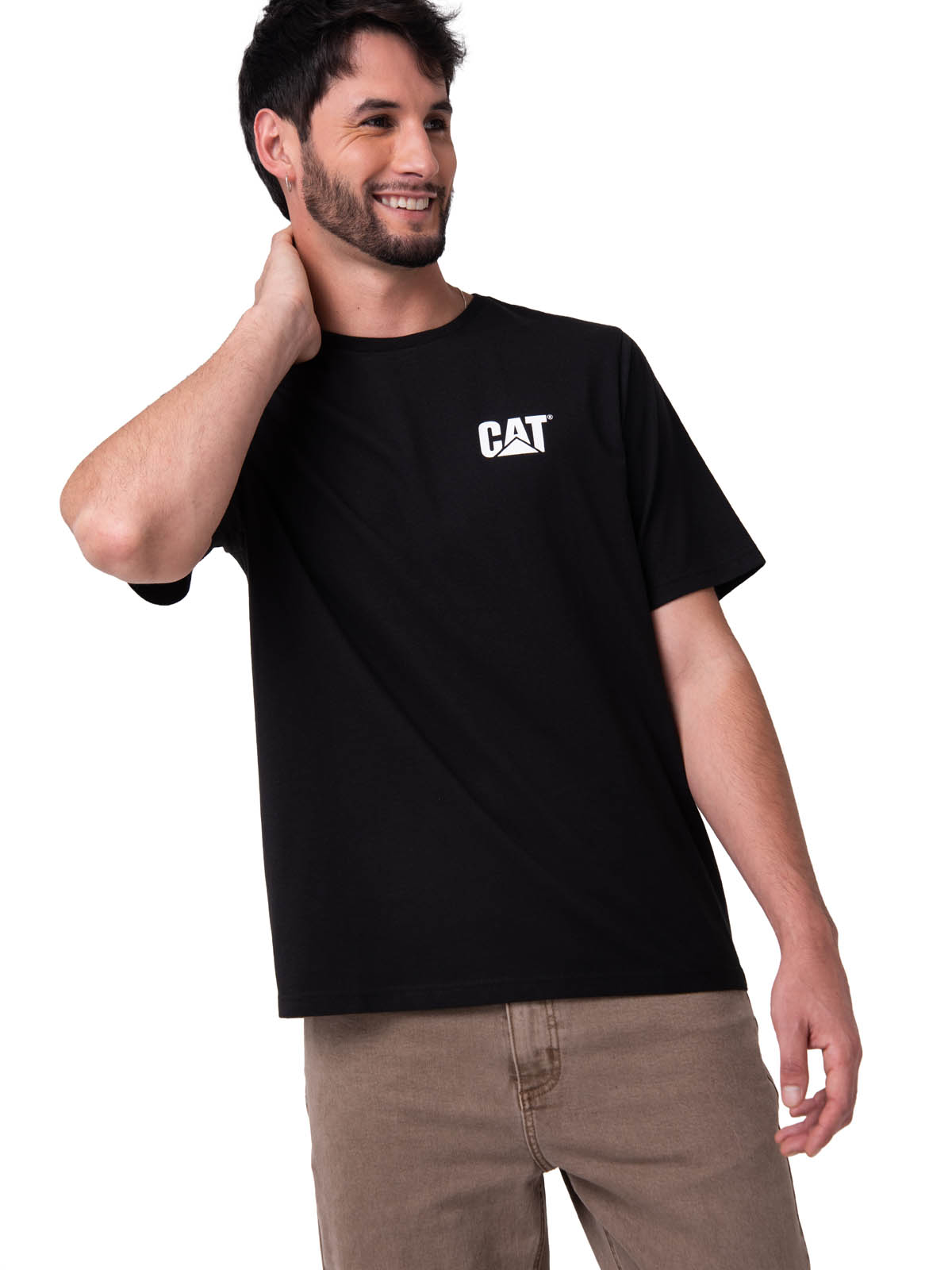 POLERA MANGA CORTA HOMBRE MOTO DISEÑO NEGRO CAT - 1