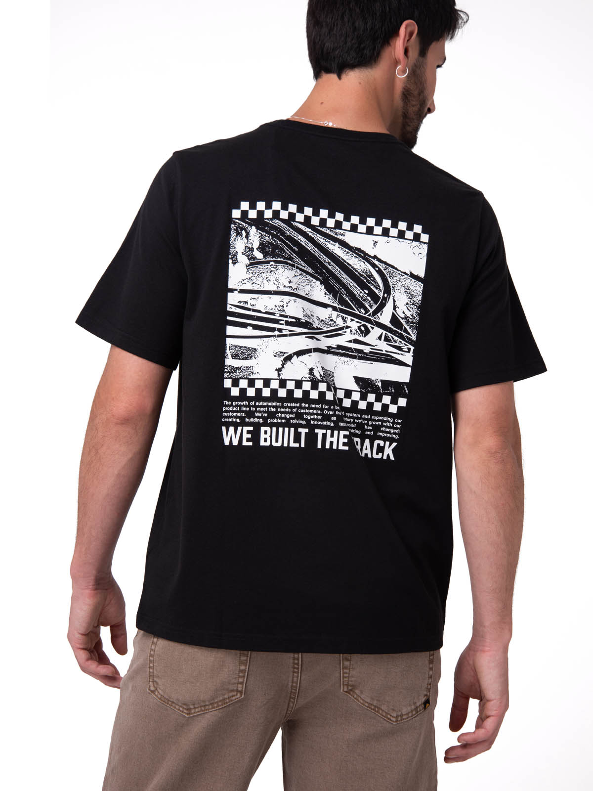 POLERA MANGA CORTA HOMBRE MOTO DISEÑO NEGRO CAT - 2