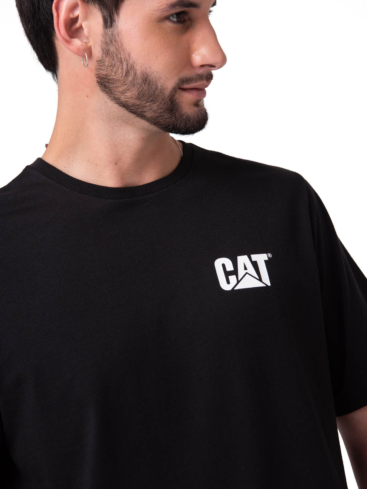 POLERA MANGA CORTA HOMBRE MOTO DISEÑO NEGRO CAT - 4