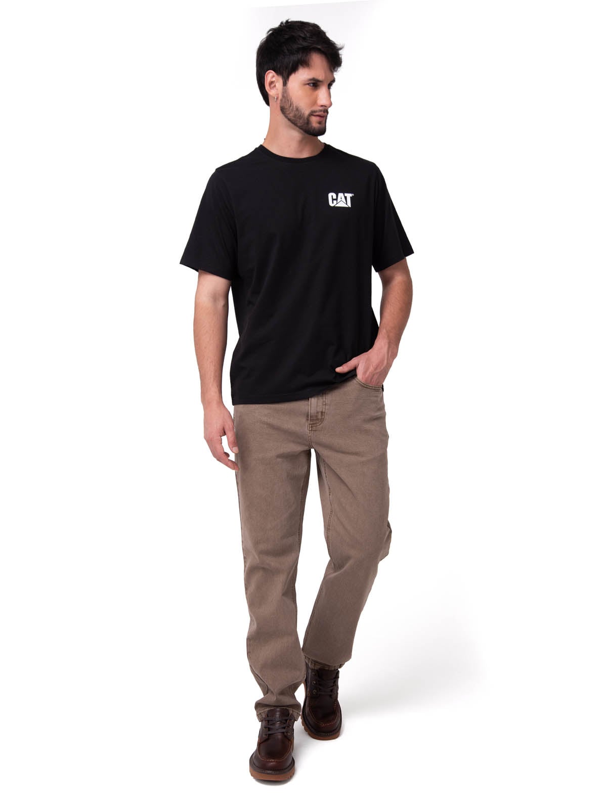 POLERA MANGA CORTA HOMBRE MOTO DISEÑO NEGRO CAT - 6