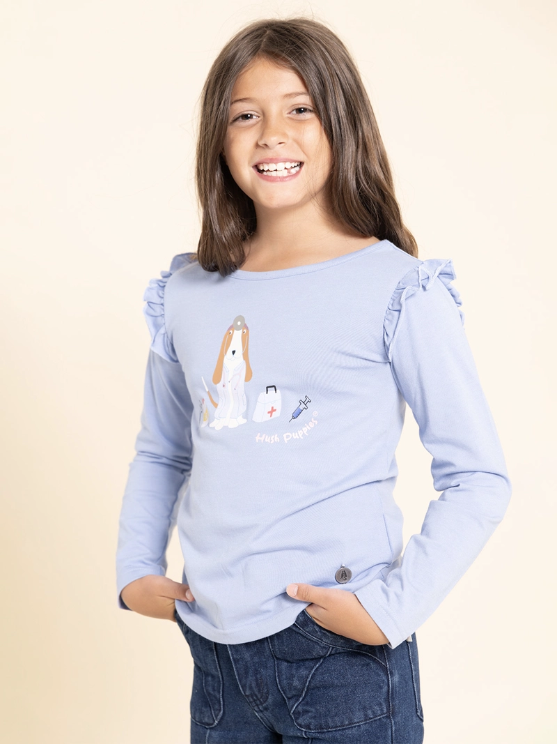 POLERA MANGALARGA IMAGINE NIÑA CELESTE HUSHPUPPIES KIDS - 1