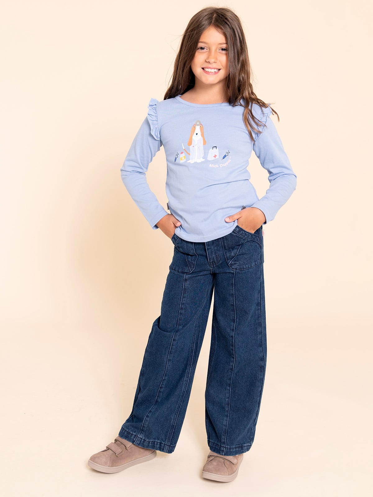 POLERA MANGALARGA IMAGINE NIÑA CELESTE HUSHPUPPIES KIDS - 4