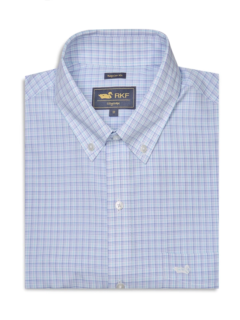 CAMISA CUELLO BUTTON-DOWN HOMBRE WF AZUL CUADROS ROCKFORD - 1