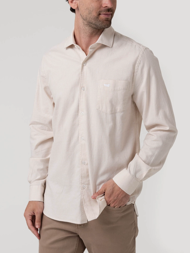 CAMISA ALGODON HOMBRE FLASQUARE BEIGE ROCKFORD - 5