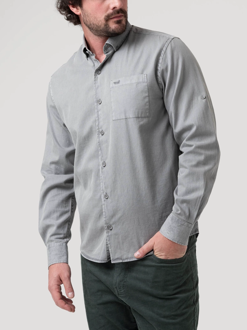 CAMISA ALGODON ORGANICO HOMBRE LEEDS GRIS ROCKFORD - 5
