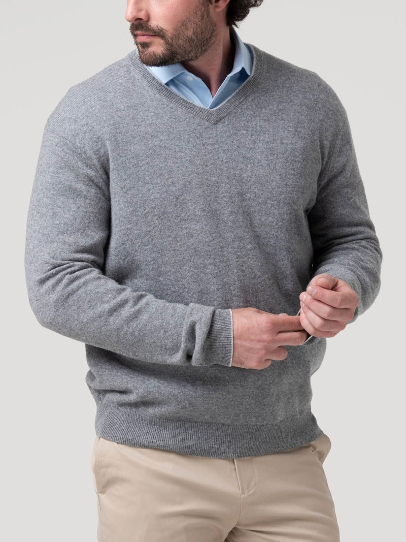 SWEATER CASHEMIRA HOMBRE CASH V GRIS ROCKFORD - 5