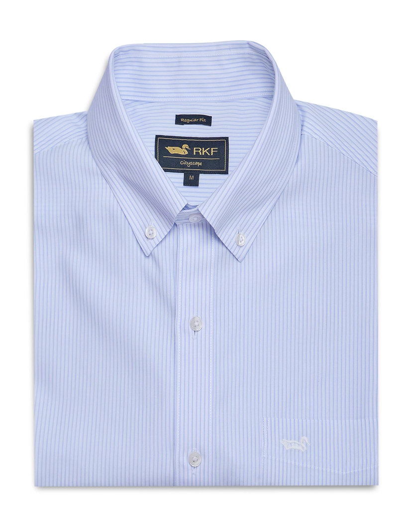CAMISA CUELLO BUTTON-DOWN HOMBRE WF CELESTE RAYAS ROCKFORD - 1