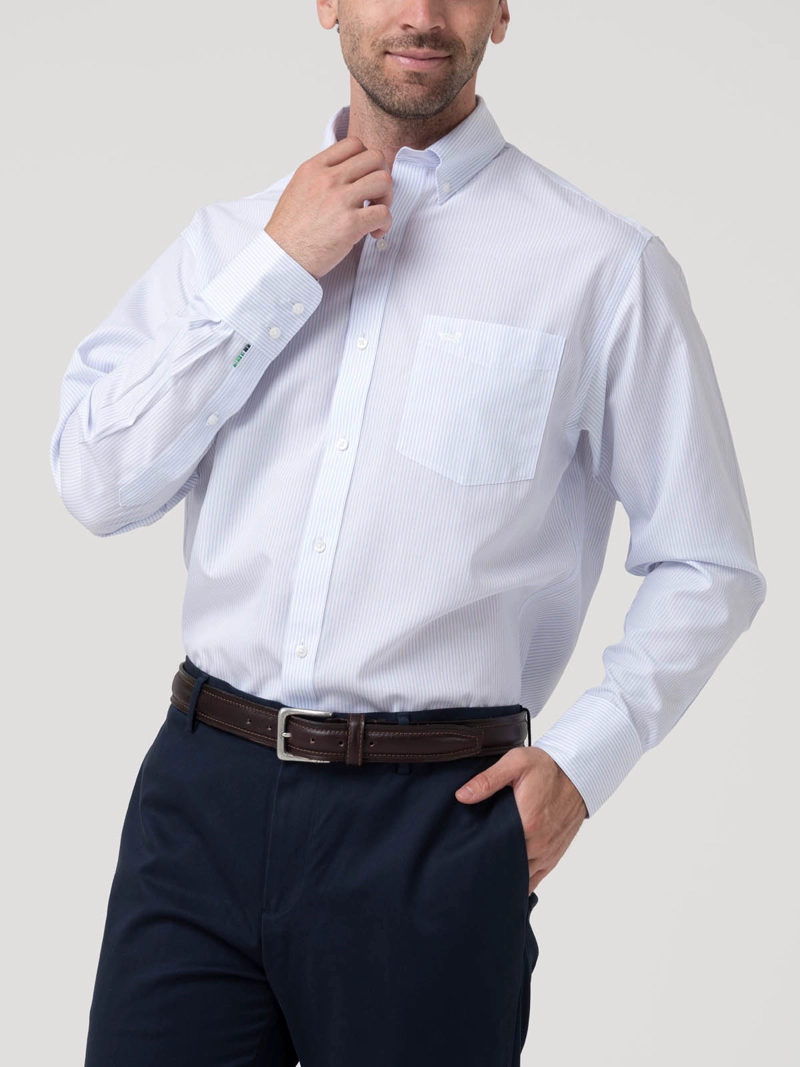 CAMISA CUELLO BUTTON-DOWN HOMBRE WF CELESTE RAYAS ROCKFORD - 5