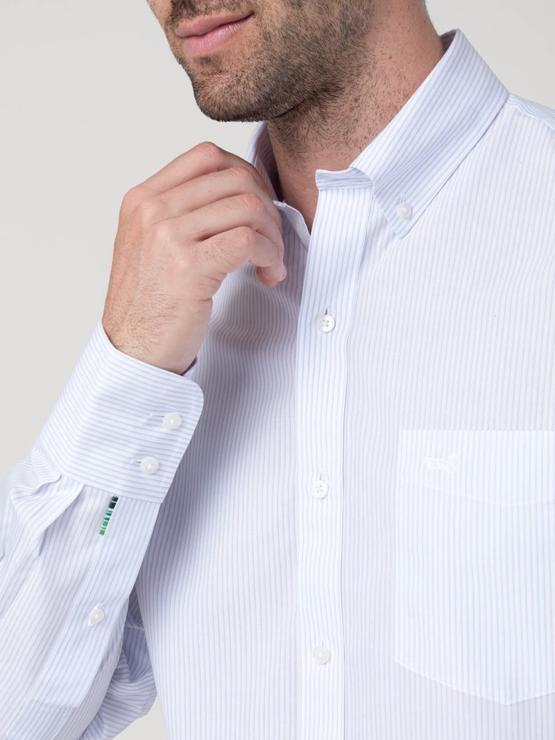 CAMISA CUELLO BUTTON-DOWN HOMBRE WF CELESTE RAYAS ROCKFORD - 7