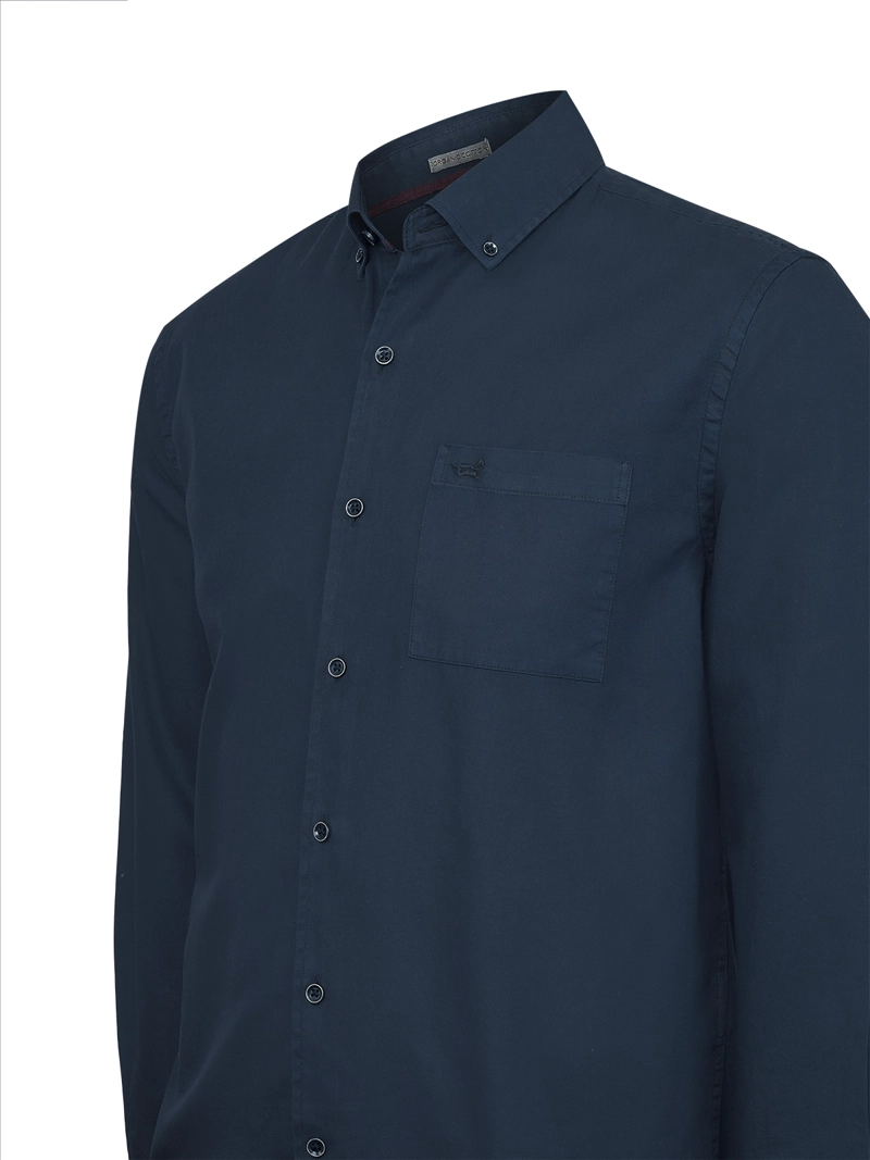 CAMISA ALGODON ORGANICO HOMBRE LEEDS AZUL OSCURO ROCKFORD - 4