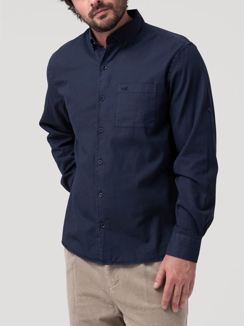 CAMISA ALGODON ORGANICO HOMBRE LEEDS AZUL OSCURO ROCKFORD - 5