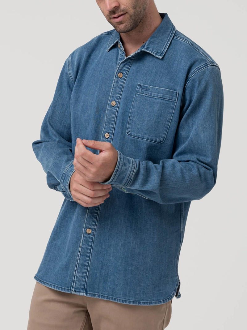 CAMISA ALGODON RECICLADO HOMBRE AZUL ROCKFORD - 5