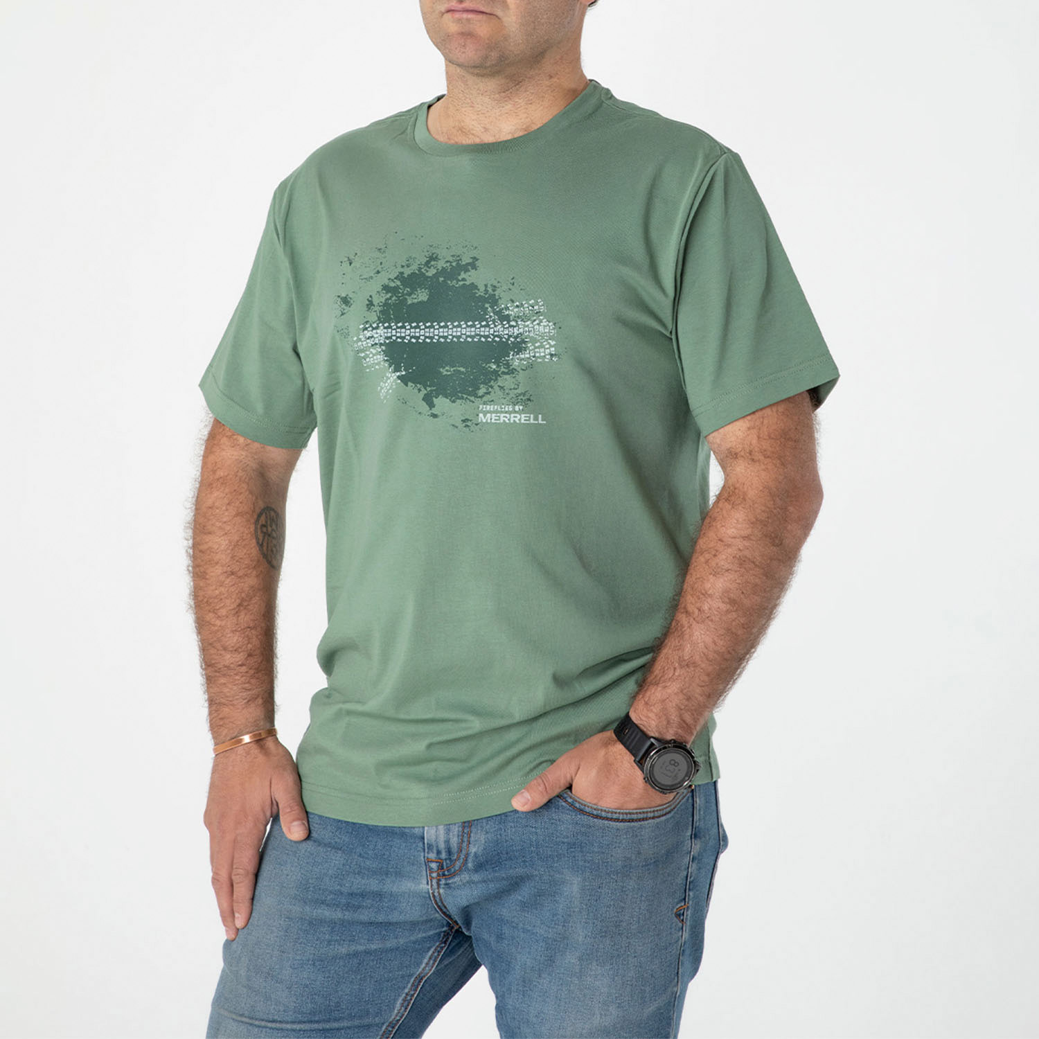 POLERA MC HOMBRE FIREFLIES BIKE & LINES VERDE MERRELL - 2