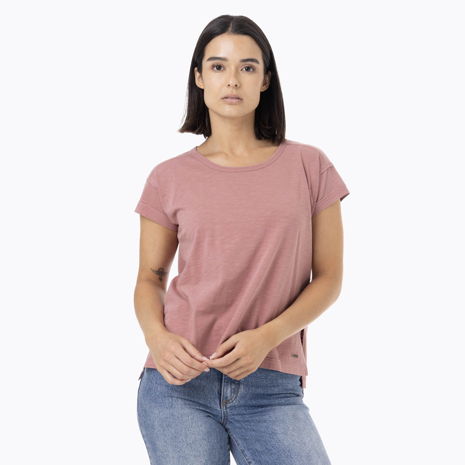 POLERA MANGA CORTA MUJER SLUB ROSADO MERRELL - 1