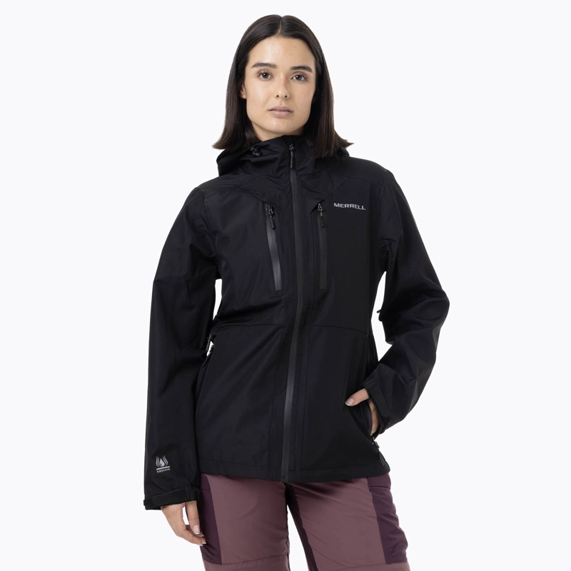 IMPERMEABLE MUJER FULL ZIPPER HARDSHELL NEGRO MERRELL - 1