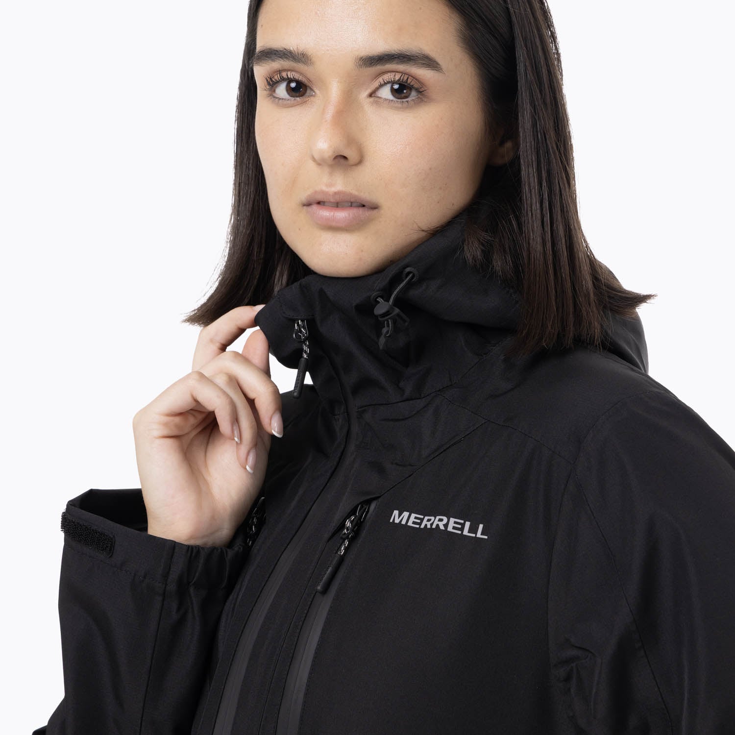 IMPERMEABLE MUJER FULL ZIPPER HARDSHELL NEGRO MERRELL - 7