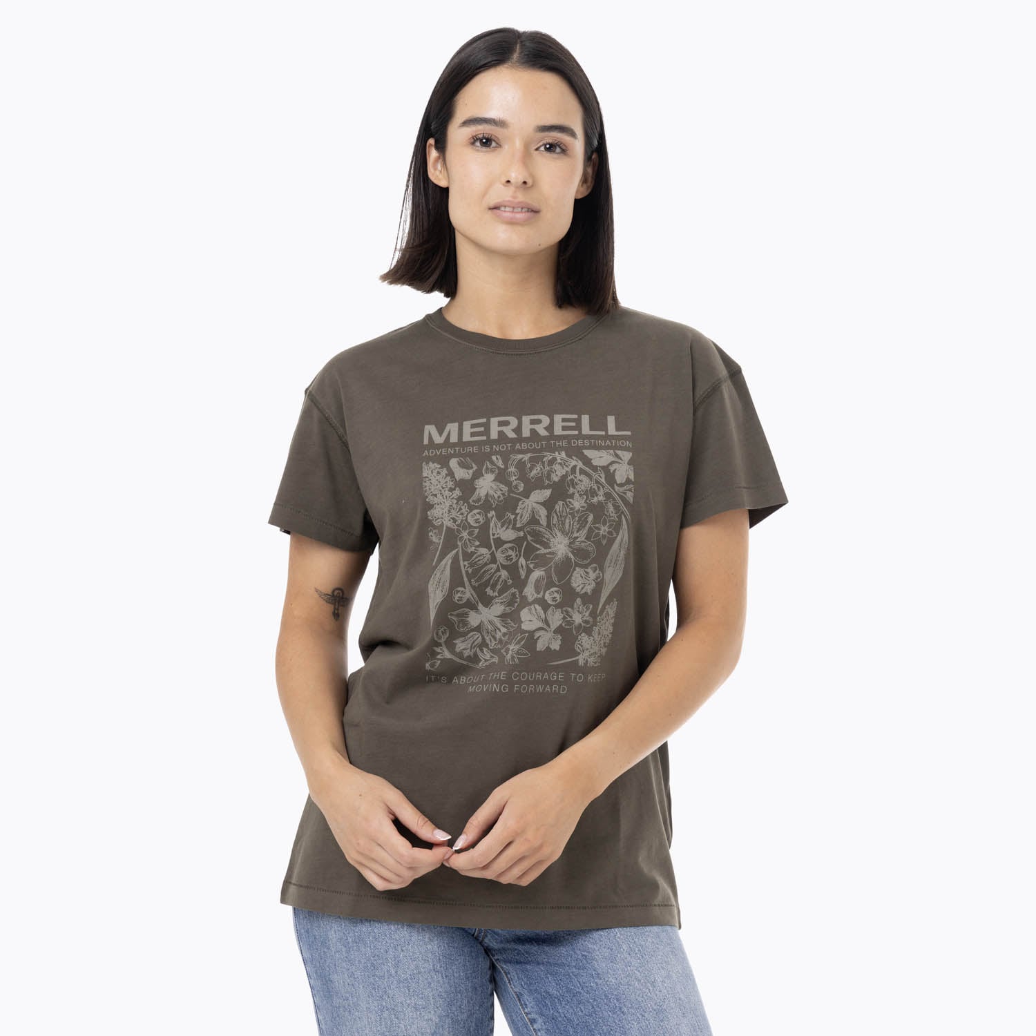 POLERA MANGA CORTA MUJER BIG PRINT VERDE MERRELL - 1