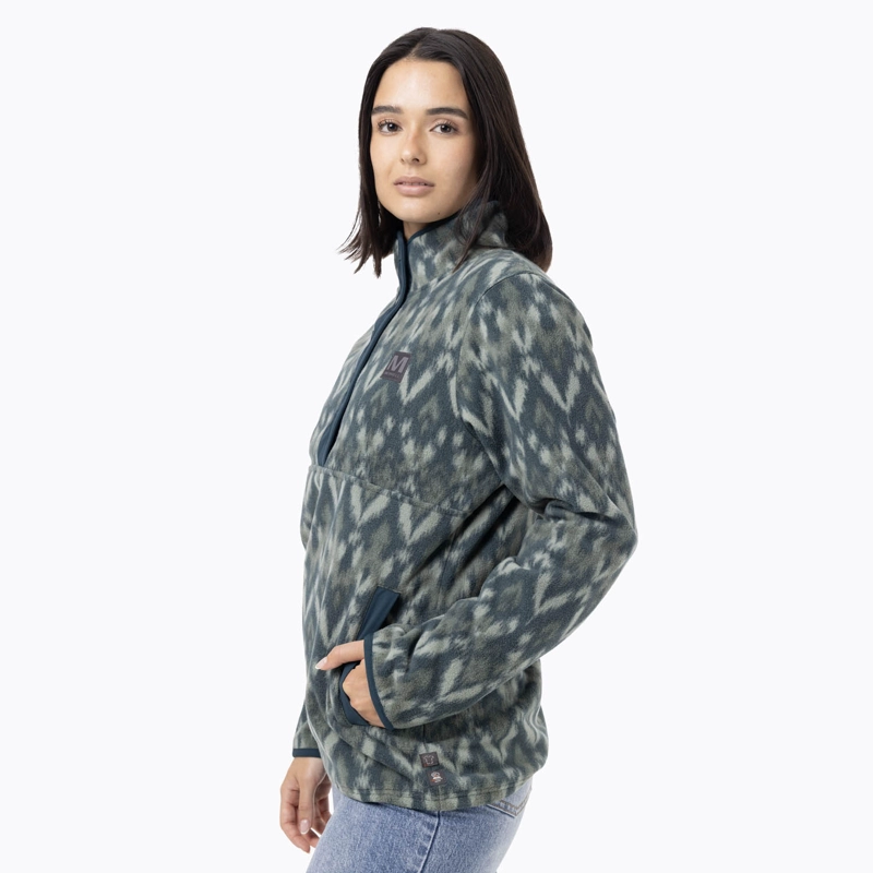 POLAR MUJER DECHES PRINT SNAP MICROFLEECE VERDE MERRELL - 2