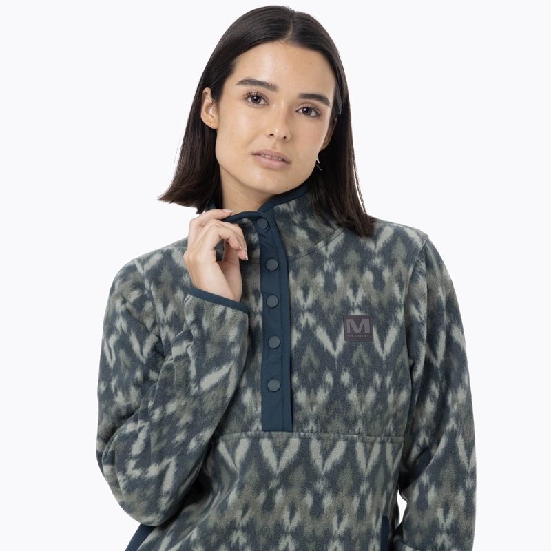 POLAR MUJER DECHES PRINT SNAP MICROFLEECE VERDE MERRELL - 5