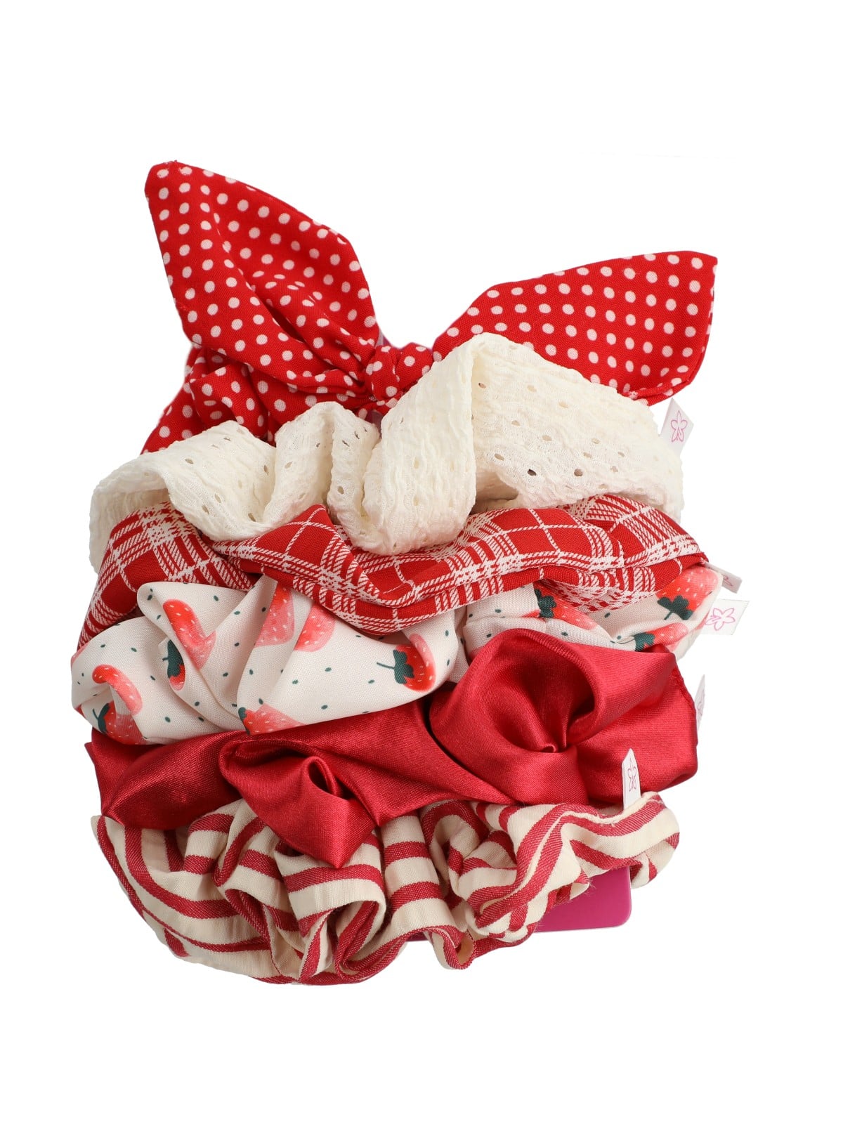 PACK 6 COLETS MUJER SCRUNCHIES ROJO AZALEIA - 1