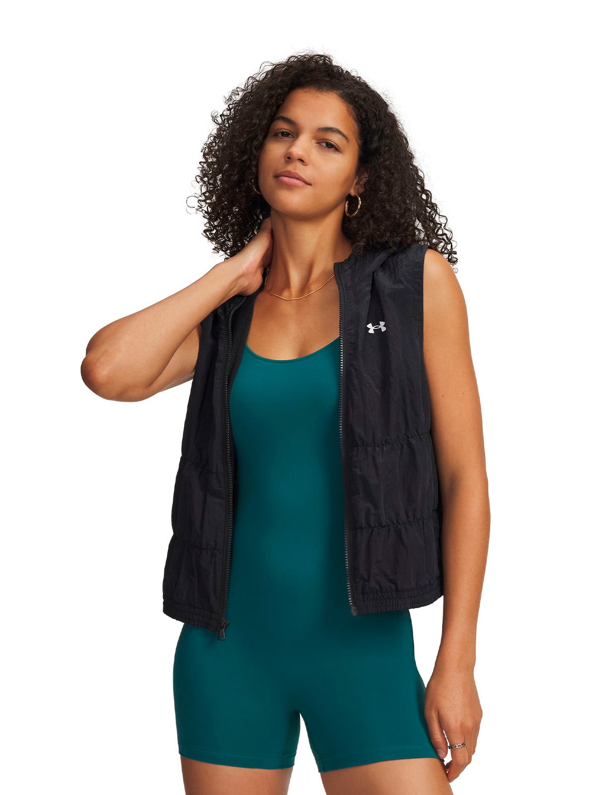 UNDER ARMOUR PARKA S/M UA RIVAL WOVEN BUNGEE VEST NEGRO MUJER UNDER ARMOUR