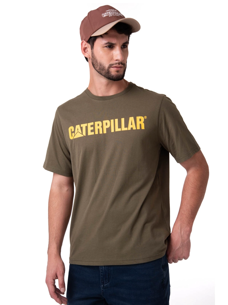 POLERA MANGA CORTA HOMBRE LOGO VERDE CAT - 1