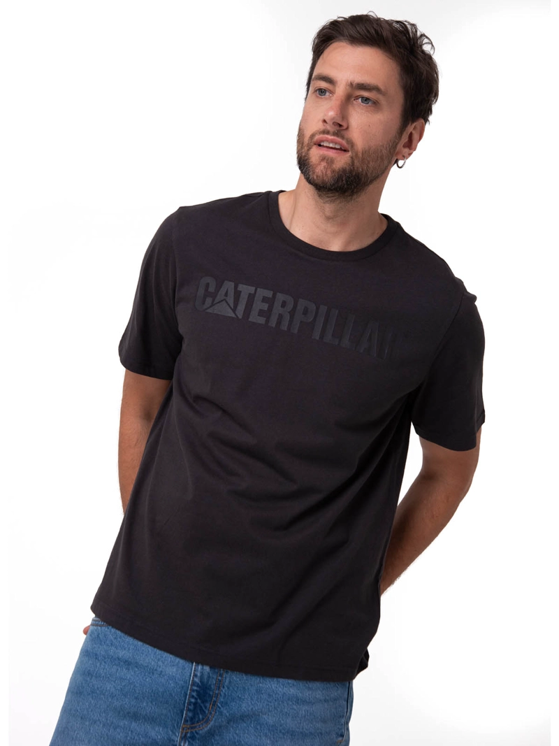 POLERA MANGA CORTA HOMBRE LOGO NEGRO CAT - 1