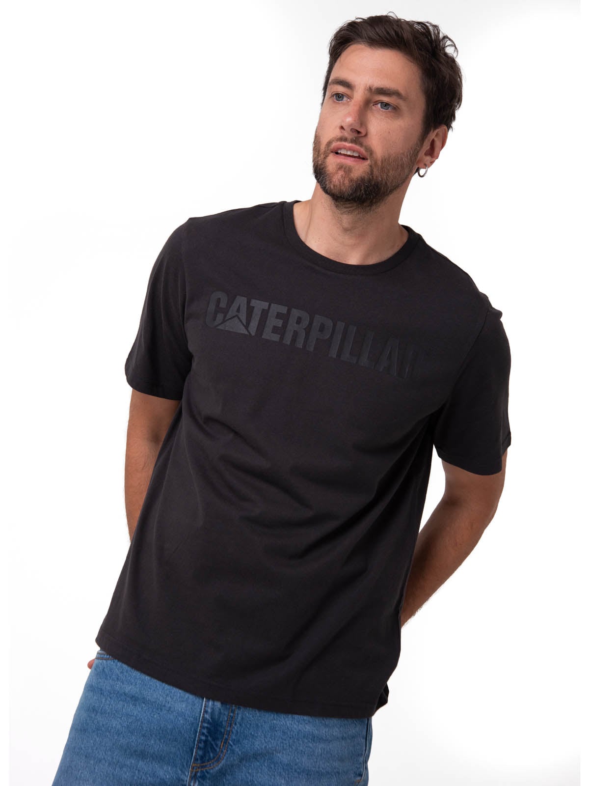 POLERA MANGA CORTA HOMBRE LOGO NEGRO CAT - 1