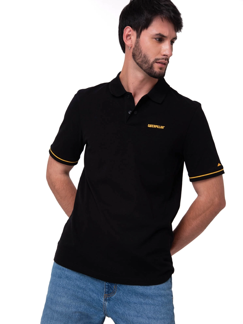 POLO MANGA CORTA HOMBRE CATERPILLAR SLIM NEGRO CAT - 1