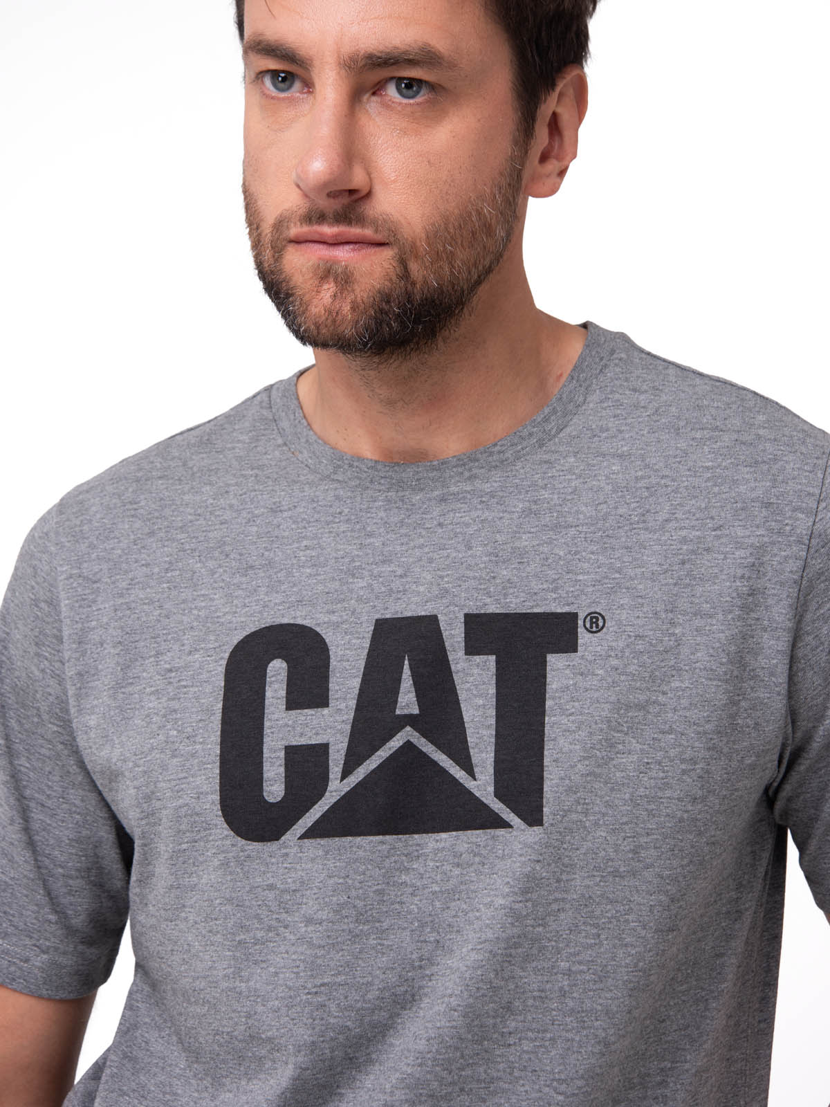 POLERA MANGA CORTA HOMBRE LOGO GRIS CAT - 4