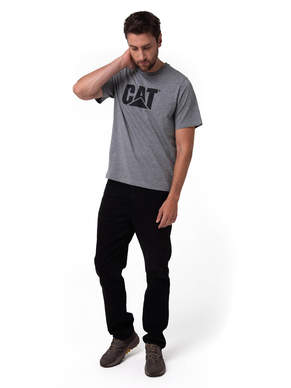 POLERA MANGA CORTA HOMBRE LOGO GRIS CAT - 5