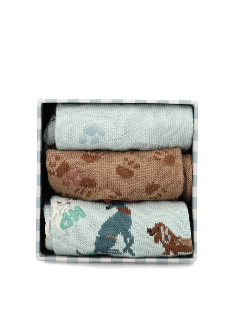 PACK 3 CALCETINES ALGODON NIÑO PACK GIFT DOG AZUL HUSH PUPPIES KIDS - 3