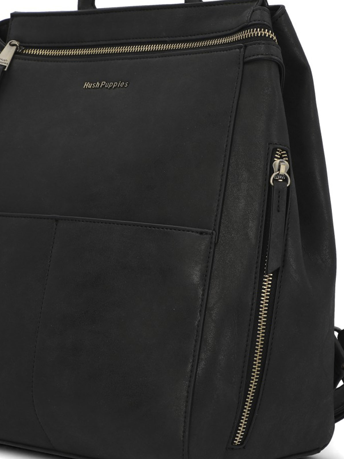 MOCHILA ECOCUERO MUJER DELFI BACK NEGRO HUSH PUPPIES - 4