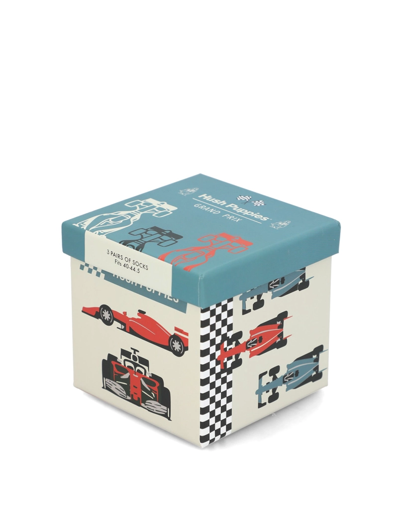 PACK 3 CALCETINES ALGODON HOMBRE PACK GIFT CARS AZUL HUSH PUPPIES - 1