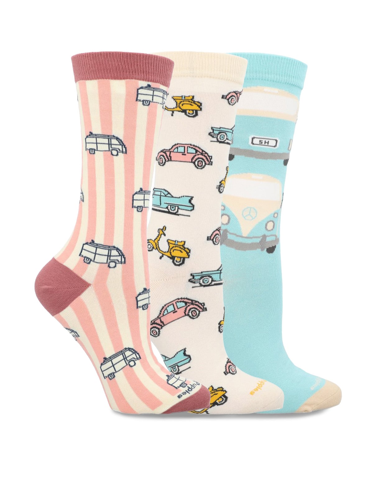 PACK 3 CALCETINES ALGODON MUJER PACK GIFT CARS CREMA HUSH PUPPIES - 4