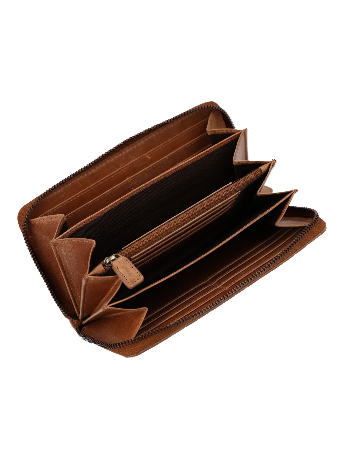 BILLETERA CUERO MUJER FD BRAID BIGZIP CAFE  ROCKFORD - 4