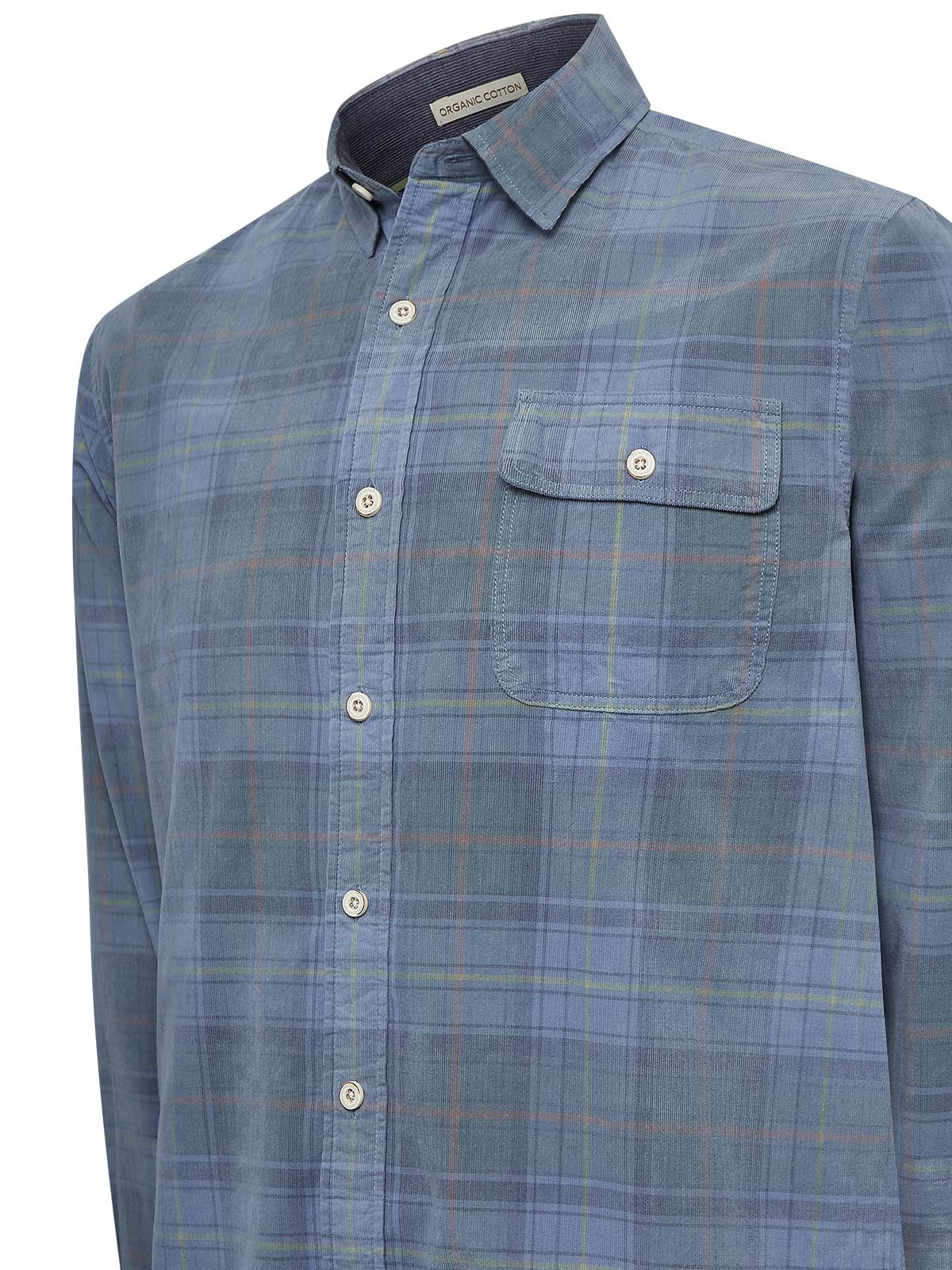 CAMISA ALGODON ORGANICO HOMBRE TARTANCORD AZUL ROCKFORD - 4