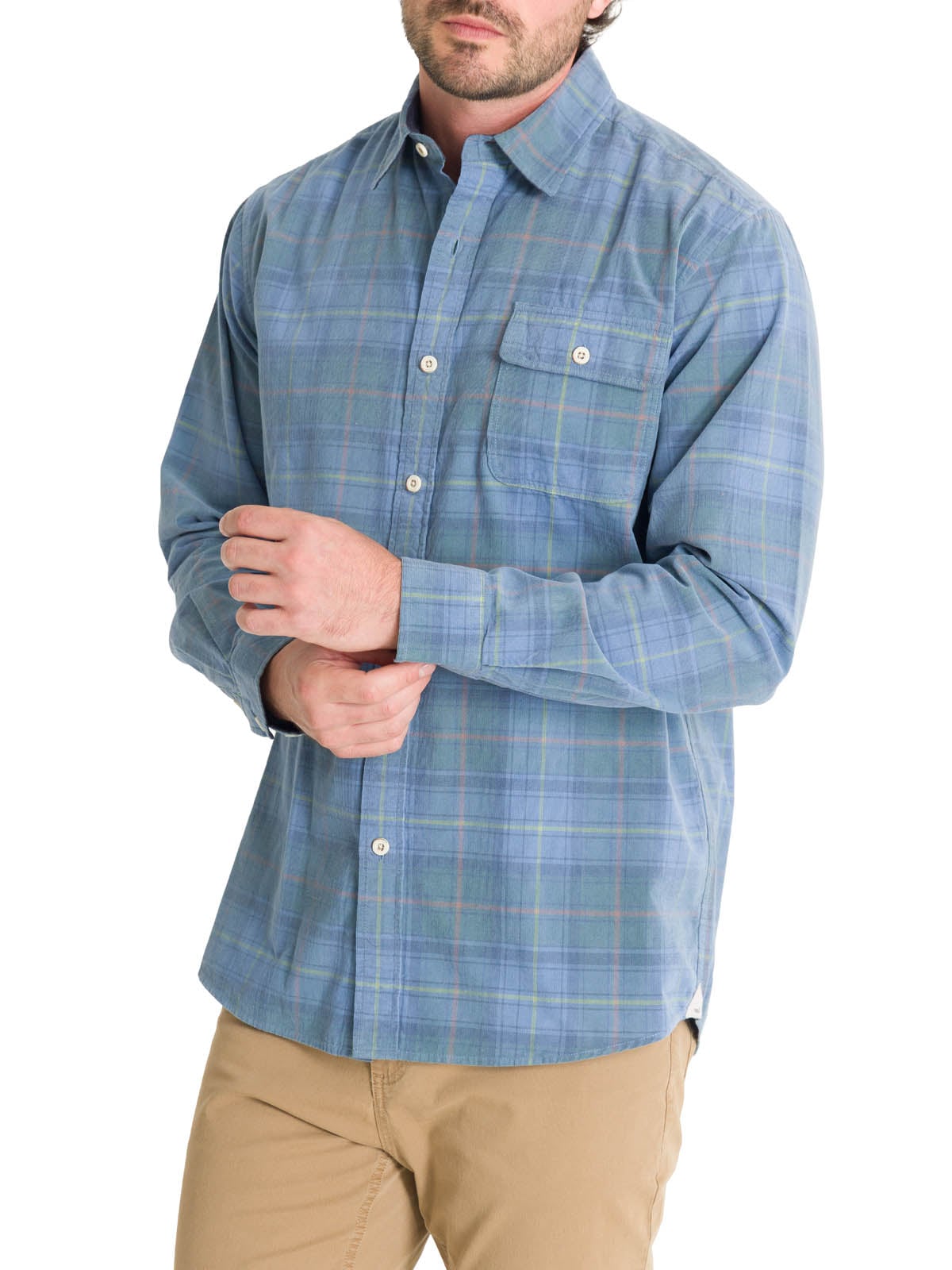 CAMISA ALGODON ORGANICO HOMBRE TARTANCORD AZUL ROCKFORD - 5