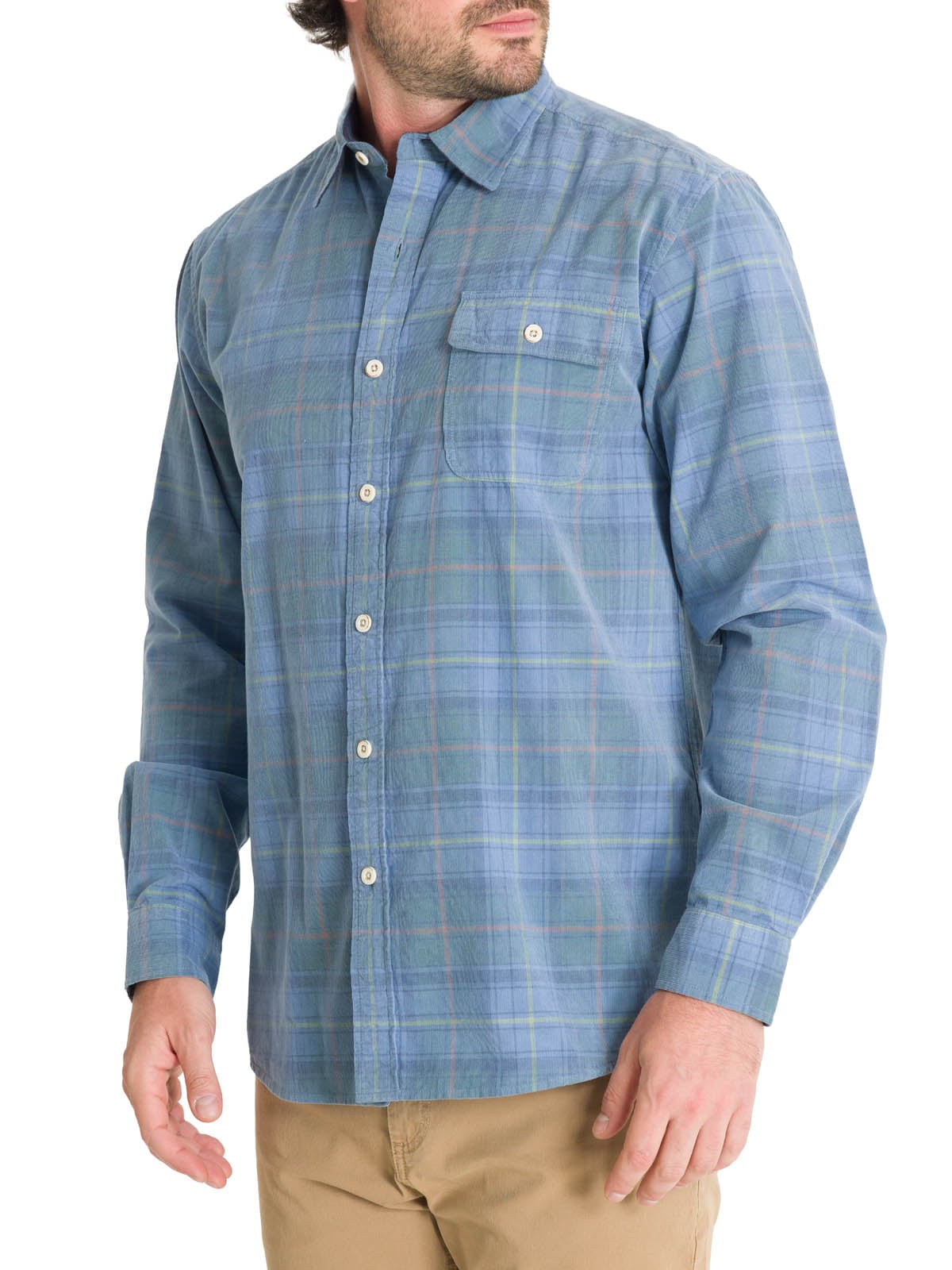 CAMISA ALGODON ORGANICO HOMBRE TARTANCORD AZUL ROCKFORD - 6