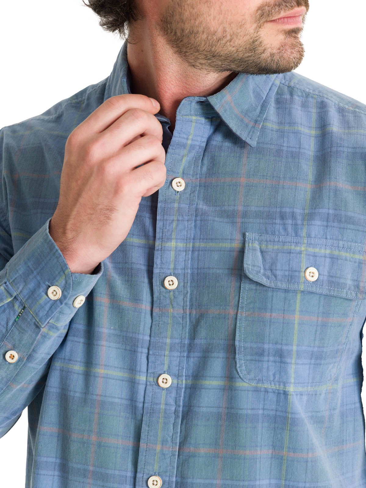 CAMISA ALGODON ORGANICO HOMBRE TARTANCORD AZUL ROCKFORD - 8